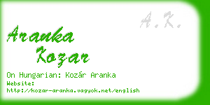 aranka kozar business card